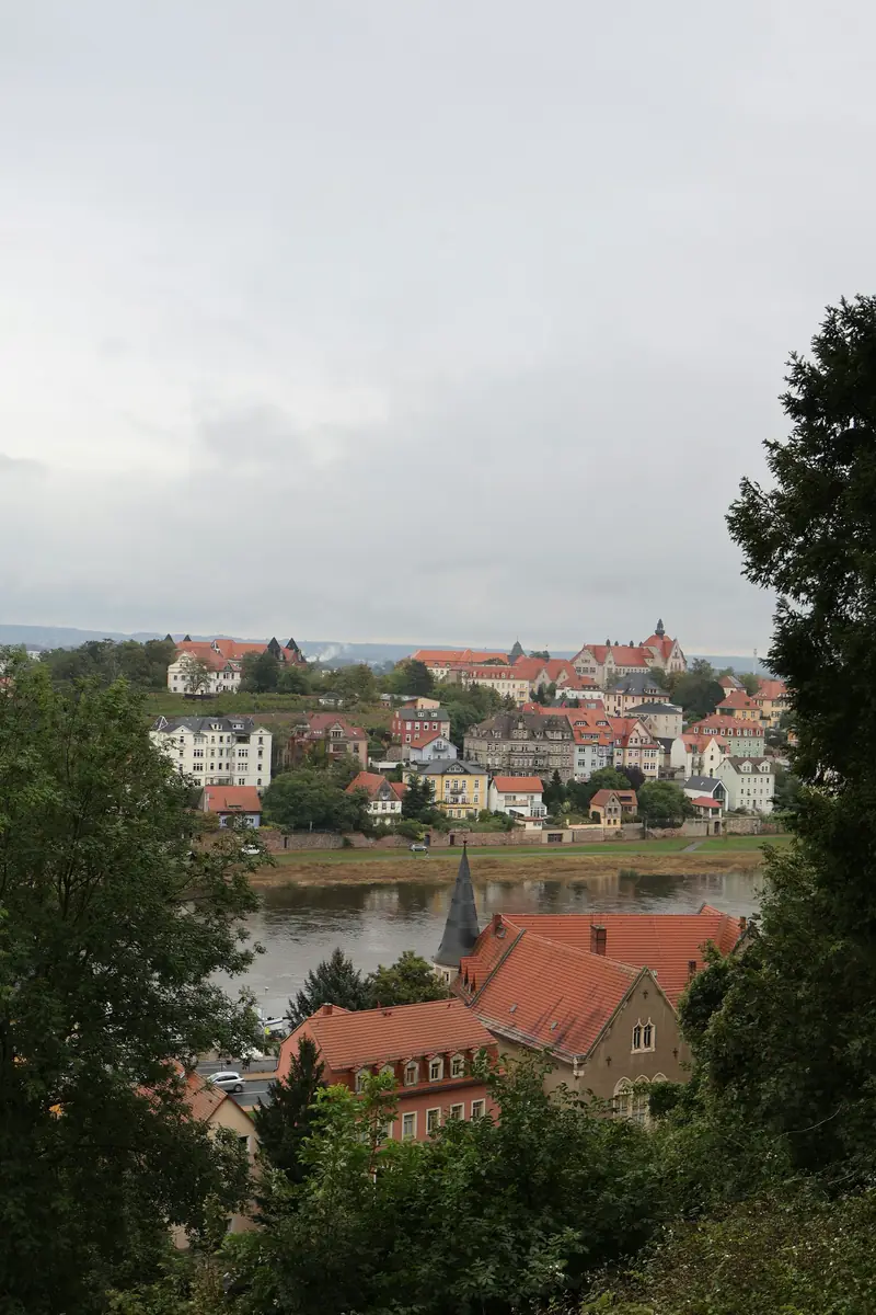 Utsikt över Meißen och Elbe i Sachsen